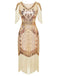 Abito flapper con frange di paillettes e scollo a V anni '20