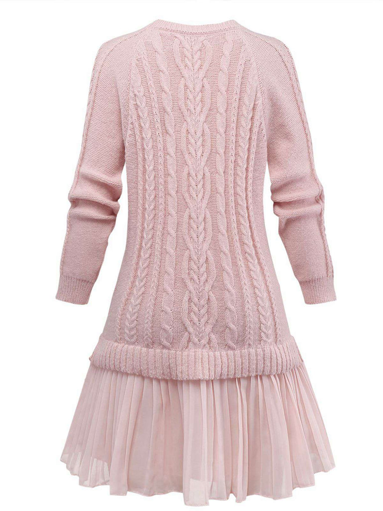 Abito in maglia a trecce con orlo plissettato anni '40