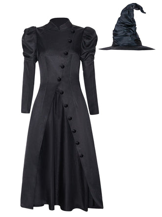 Abito da strega ispirato a wicked e cappello nero anni '40