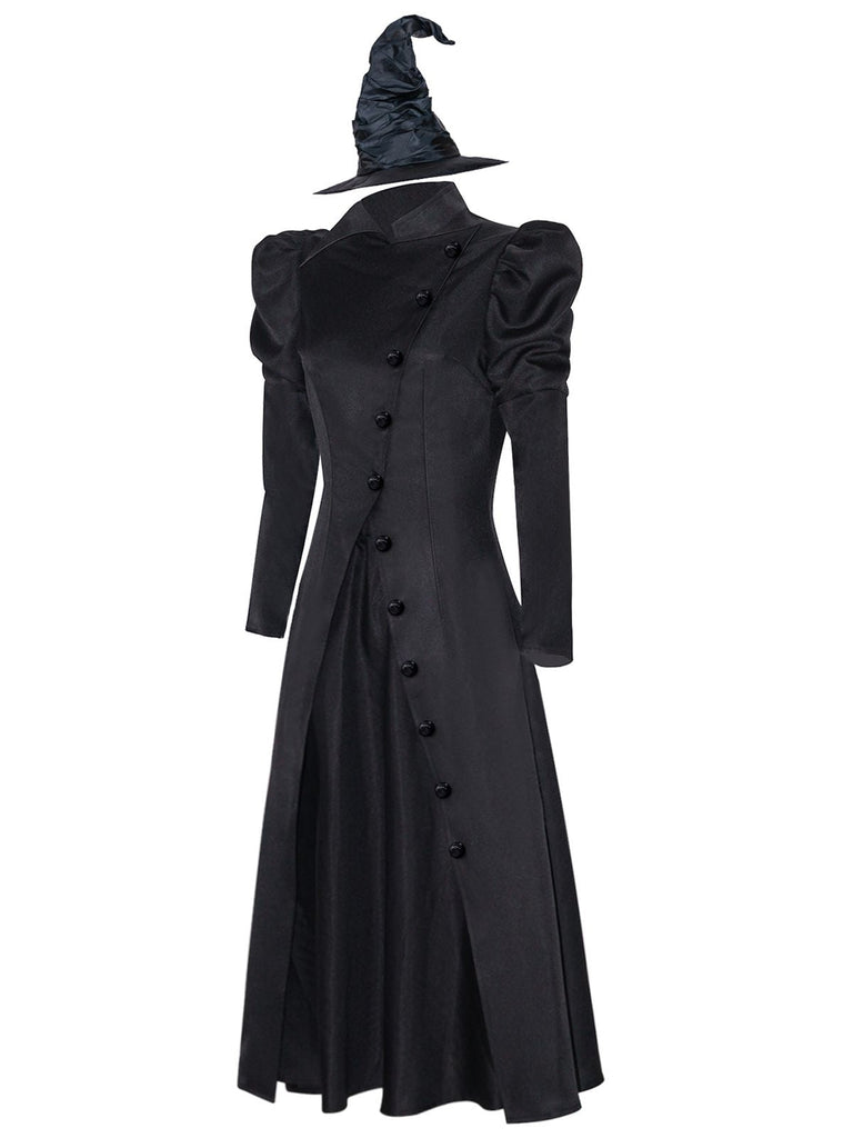 Abito da strega ispirato a wicked e cappello nero anni '40