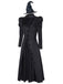 Abito da strega ispirato a wicked e cappello nero anni '40