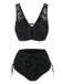 Set bikini gotico pipistrello spalline rete nero anni '80