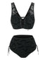 Set bikini gotico pipistrello spalline rete nero anni '80