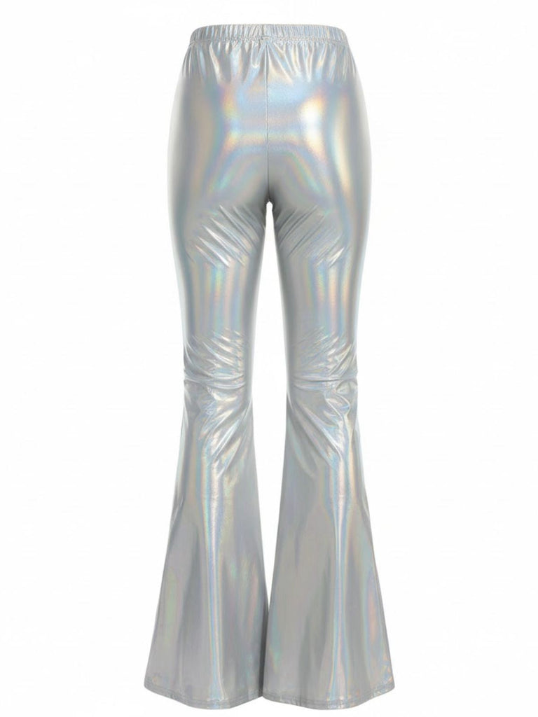Pantaloni attillati metallizzati laser anni '70