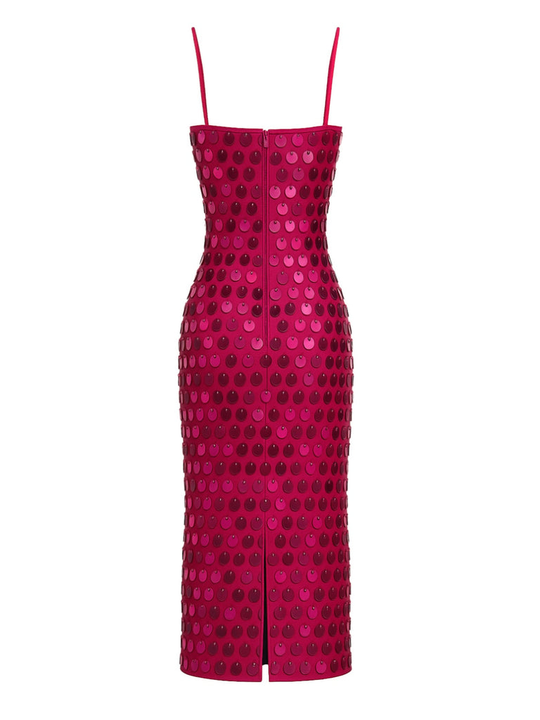 Abito con spalline sottili e spacco posteriore in paillettes anni '30