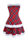 Completo abito patchwork senza spalline a quadri rosso anni '60