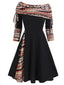 Abito a quadri a spalle scoperte e patchwork anni '50