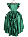 Costume ispirato a Mercoledì Agnes in raso verde anni '50