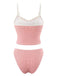 Completo tankini a quadri con pizzo rosso anni '50