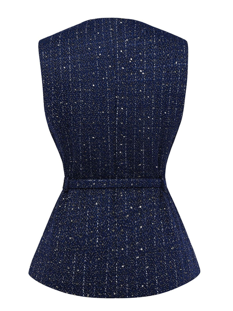 Gilet con cintura e bottoni in tweed anni '60