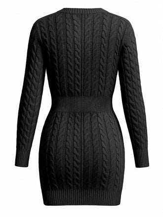 Abito a maniche lunghe in maglia a trecce anni '60
