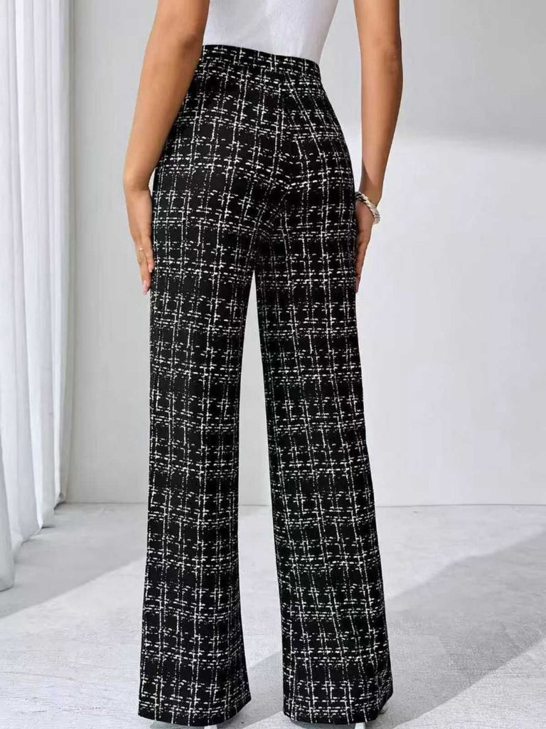 Pantaloni a quadri a vita alta nero anni '30