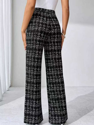 Pantaloni a quadri a vita alta nero anni '30