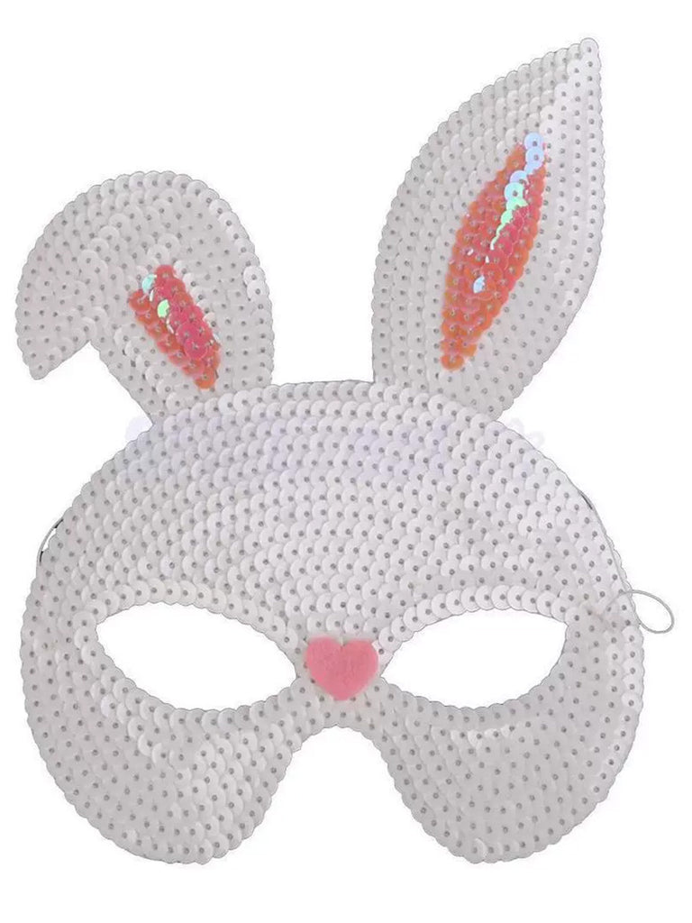 Maschera da coniglio con paillettes per feste di Halloween
