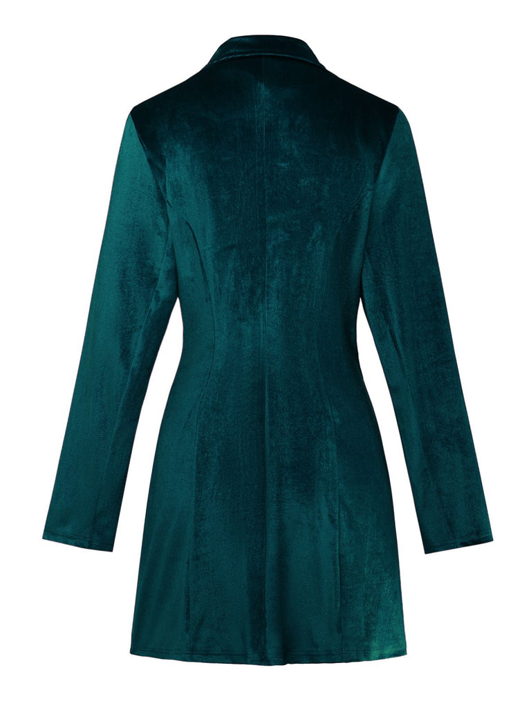 Abito blazer in velluto a maniche lunghe tinta unita anni '60