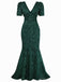 Abito lungo a sirena con fiocco di paillettes bordeaux anni '30