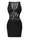 2PCS Top e gonna floreale trasparenti in pizzo nero anni '60