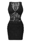 2PCS Top e gonna floreale trasparenti in pizzo nero anni '60