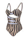 Costumi intero stampa zebra ritagli marrone anni '50