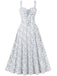Abito con lacci floreali e spalline larghe anni '40