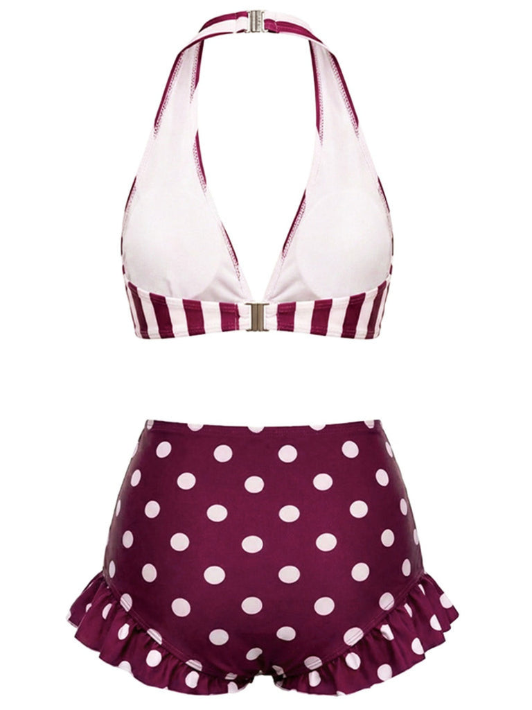 Costumi a righe e pois con volant rosso e bianco anni '40