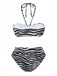 Bikini a fascia con stampa zebrata e stelle marine anni '60