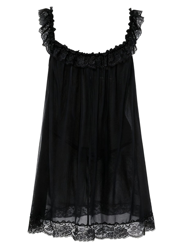 Camicia da notte babydoll in rete in pizzo con fiocco anni '50