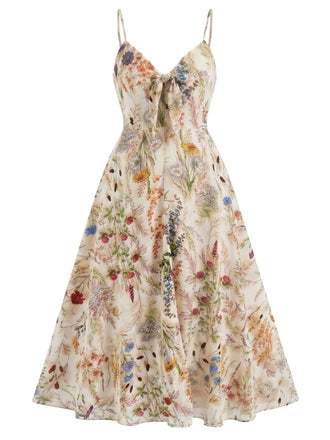 [Taglia Forti] Abito multicolore anni '30 floreale sottoveste bohémien