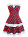 Completo abito patchwork senza spalline a quadri rosso anni '60