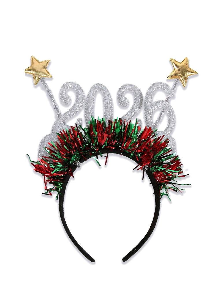 Fascia per capelli 2026 con stelle filanti per la festa di Capodanno