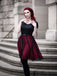 Abito con cintura a pois spalle scese bordeaux anni '50