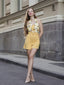 Tuta corta giallo girasoli Halter anni '50