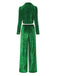 2PCS Blazer in flanella plissettata e pantaloni a gamba larga verde anni '80