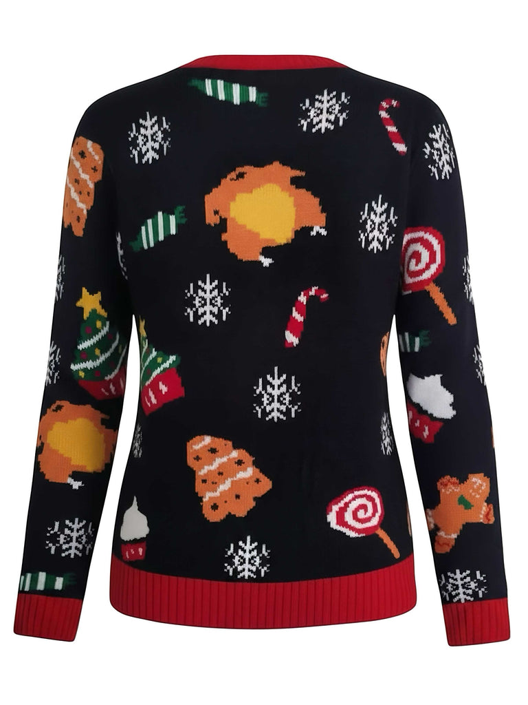 Maglione natalizio in jacquard con luci a LED anni '40