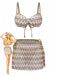 3PCS-Bikini-Traforato-All'uncinetto-e-Copricostume-Cachi-Anni '50