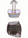 Set Bikini 3PCS Multicolor Halter Rainbow Stripes Shell-con Spalline Anni '70 3