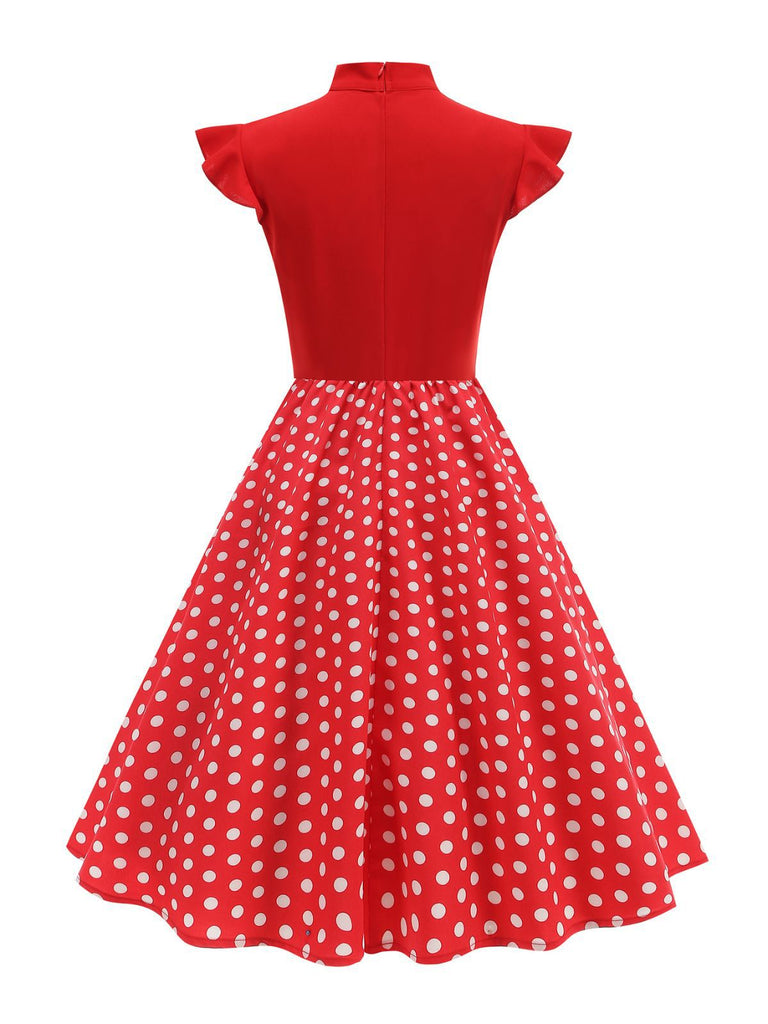 Abito a ruota a pois con fiocco anni '50