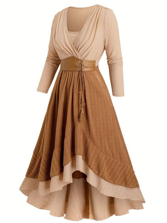 [Taglia forti] Abito boho con volant e lacci anni '70