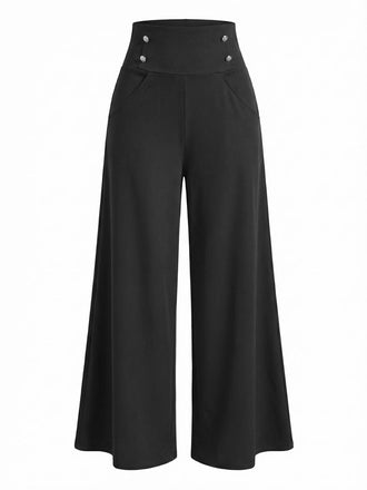Pantaloni larghi a doppio petto a vita alta anni '50