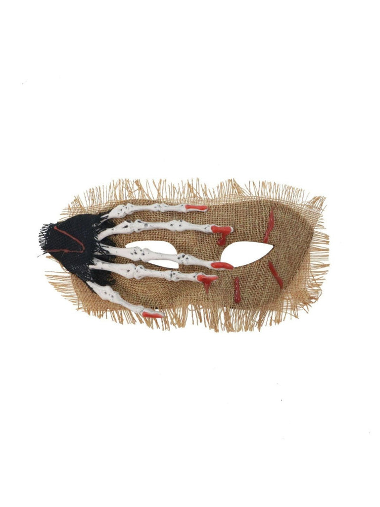 Maschera per occhi con macchie di sangue e mano di scheletro