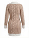 Abito aderente in maglia con scollo a V e trecce beige anni '60