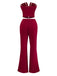 2PCS Top punk senza spalline con fibbia in metallo e pantaloni anni '70