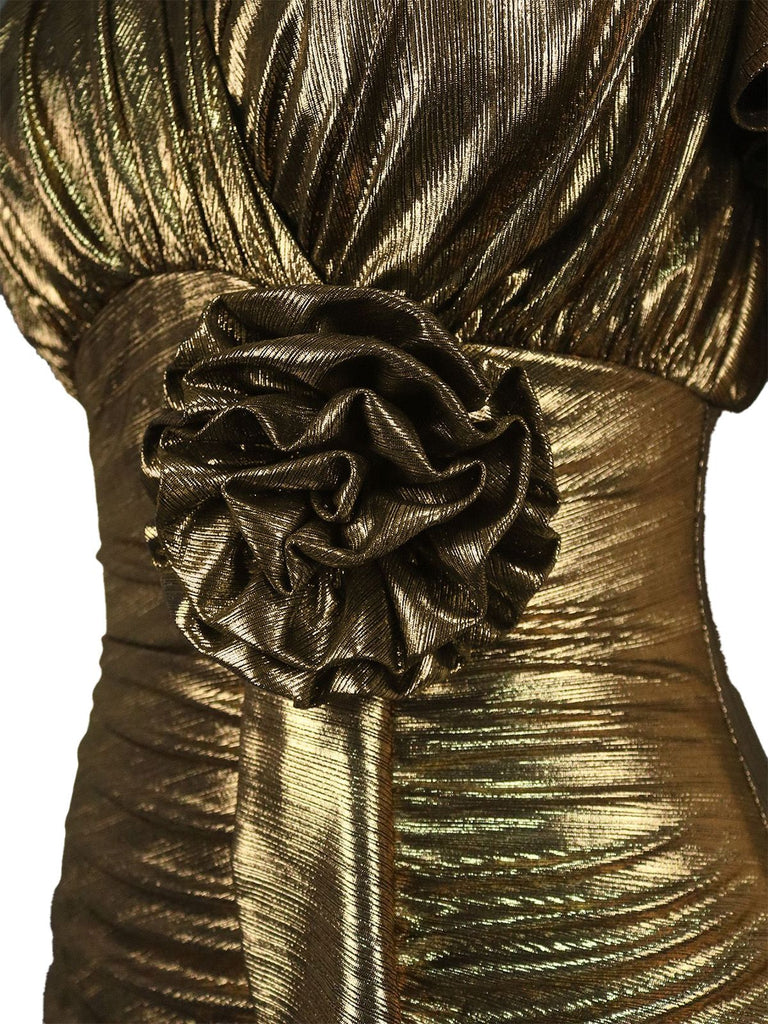 Abito a sirena con vita stretta floreale metallizzato anni '30