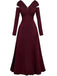 Abito plissettato con spalle scoperte bordeaux anni '40