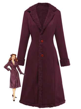 Cappotto in camoscio di media lunghezza con revers anni '30
