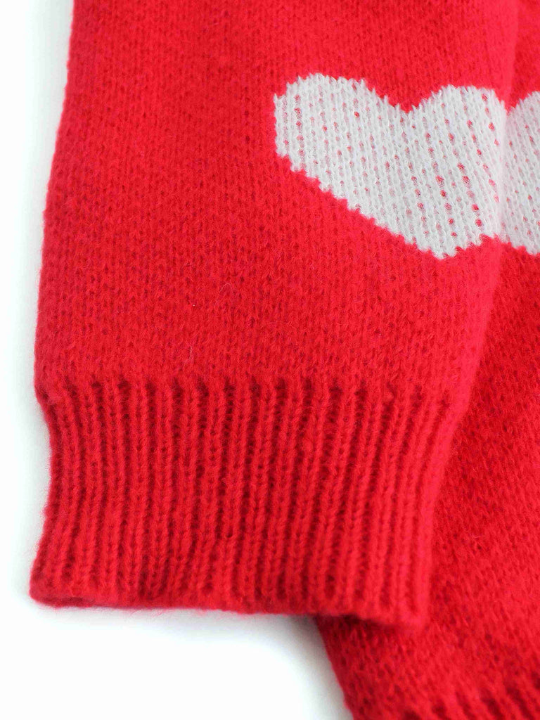 Cardigan in maglia con stampa a cuore per San Valentino anni '50