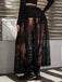 Gonna in pizzo trasparente stile gotico nero anni '80