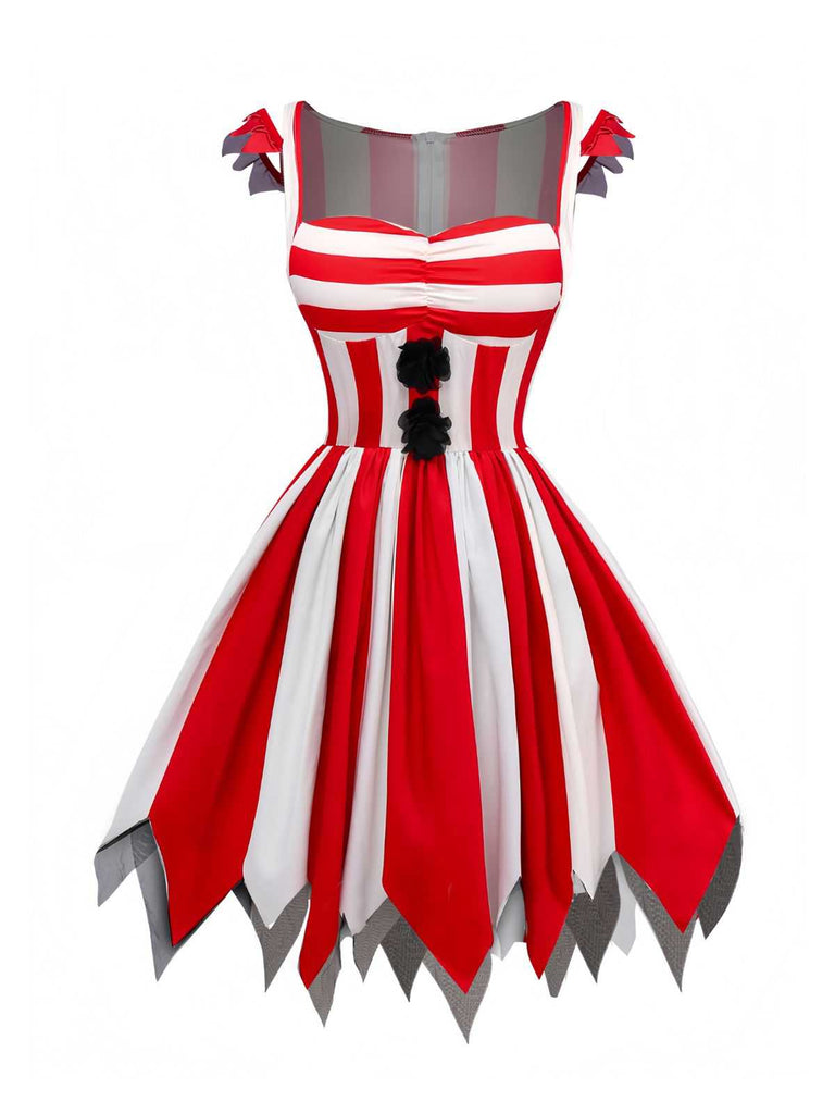 Abito a righe da clown malvagio Halloween anni '60