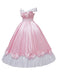 Abito da principessa con fiocco in raso spalle scoperte rosa anni '50