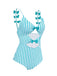 Costumi intero a righe fiocco cava spalline sottili blu anni '60